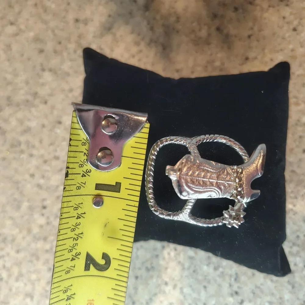 Silver Toned Western Cowgirl Scarf Slide